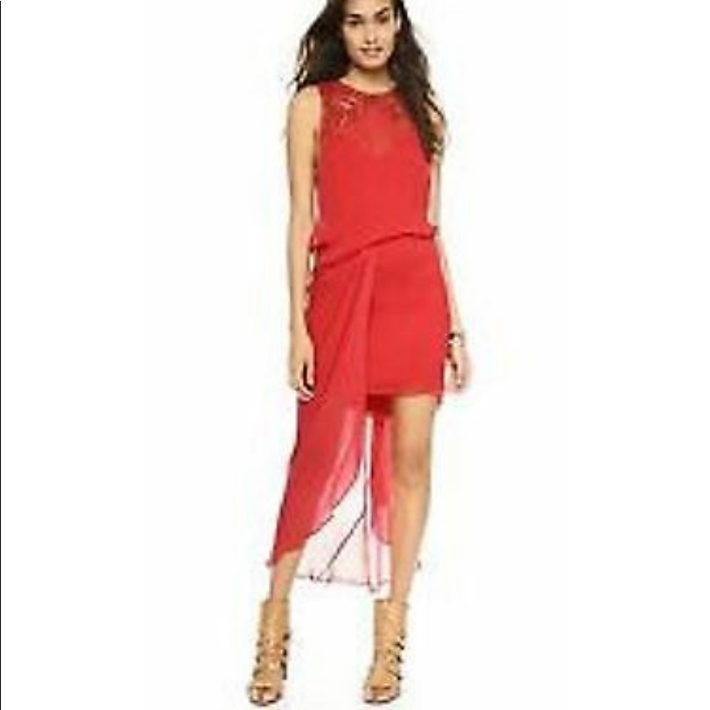 NWT Free People Chili Red Draped Asymmetric Dress (SD2)